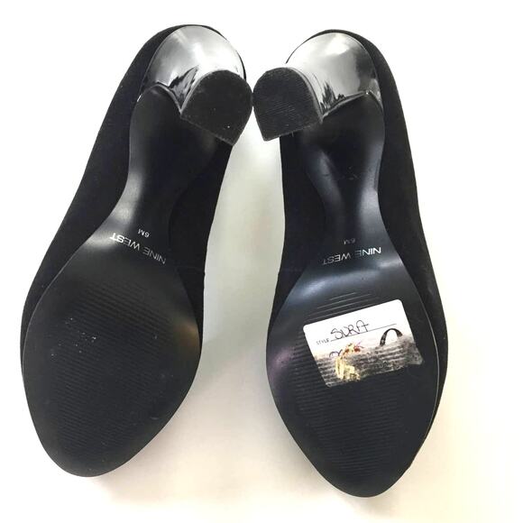 Nine West Black Suede Peep Toe Size 6 - Picture 4 of 6